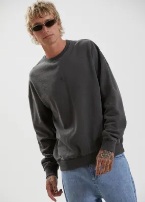 Afends Mens Cadet - Hemp Crew Neck Jumper - Stone Black