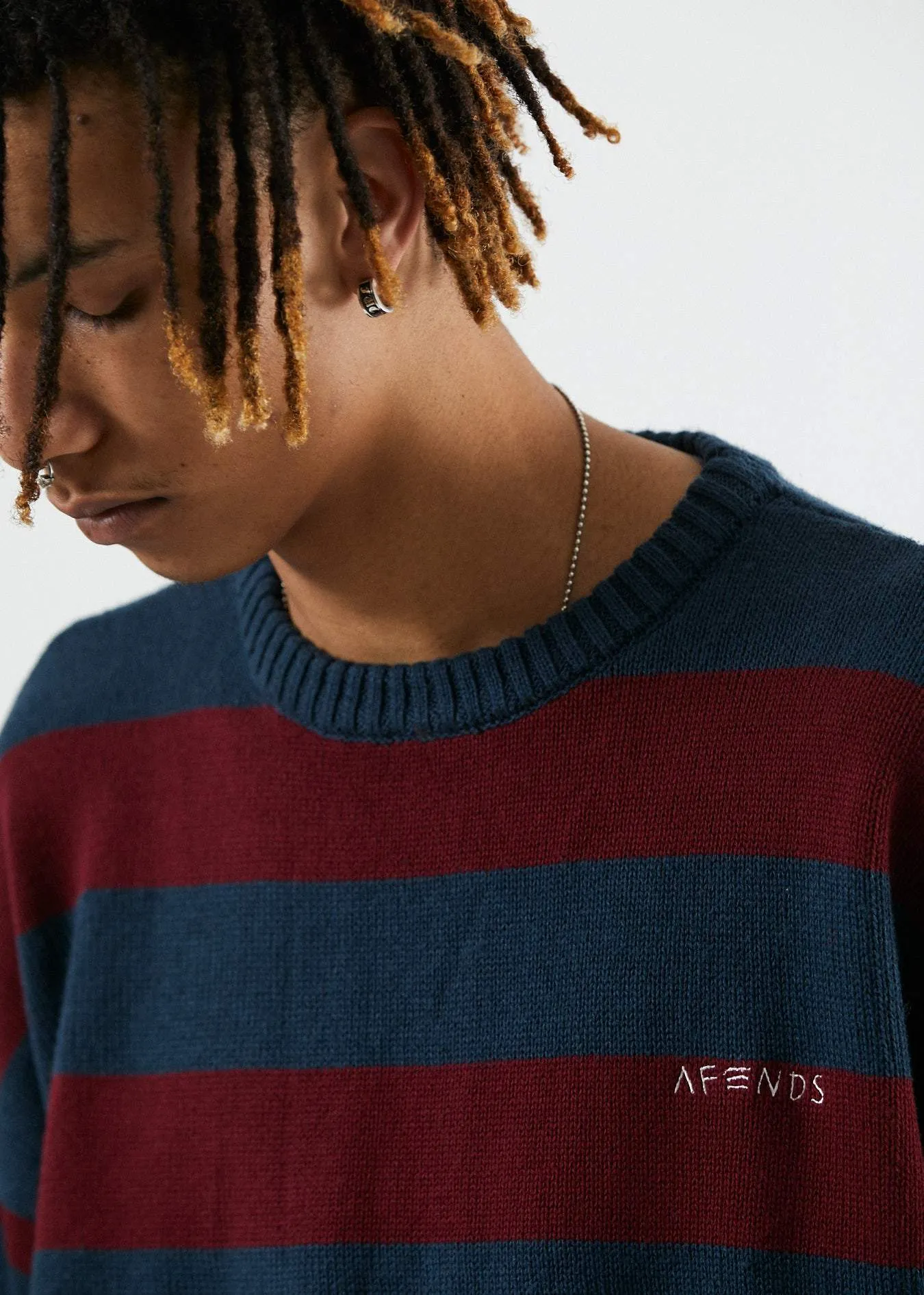 Afends Mens In Bloom - Knitted Crew Neck - Midnight