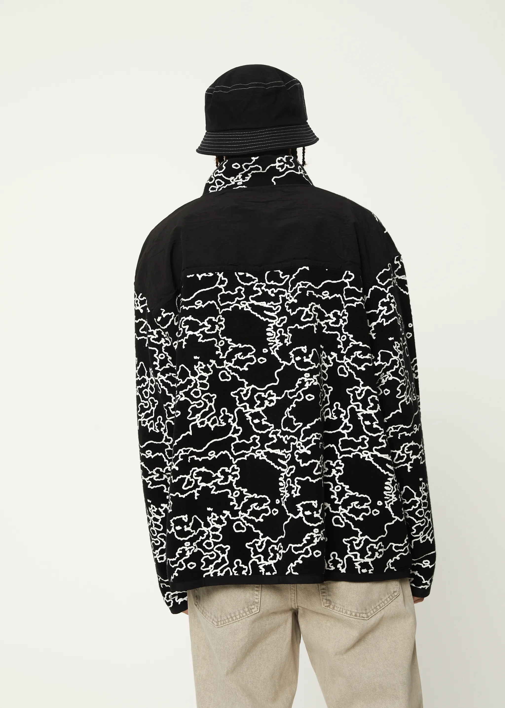 AFENDS Mens Script - Fleece Pullover - Black Camo