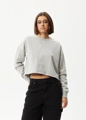 AFENDS Womens Down Town - Cropped Crew Neck Jumper - Grey Marle