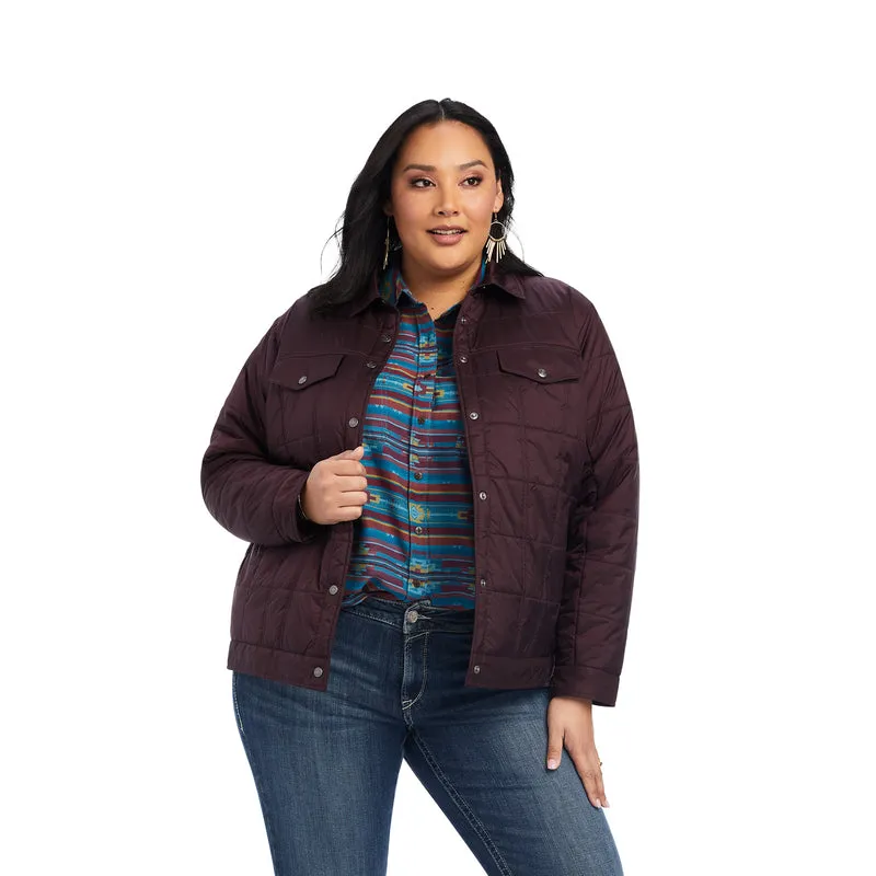 'Ariat' Women's Puffer Trucker Insulated Jacket - Mulberry Wine