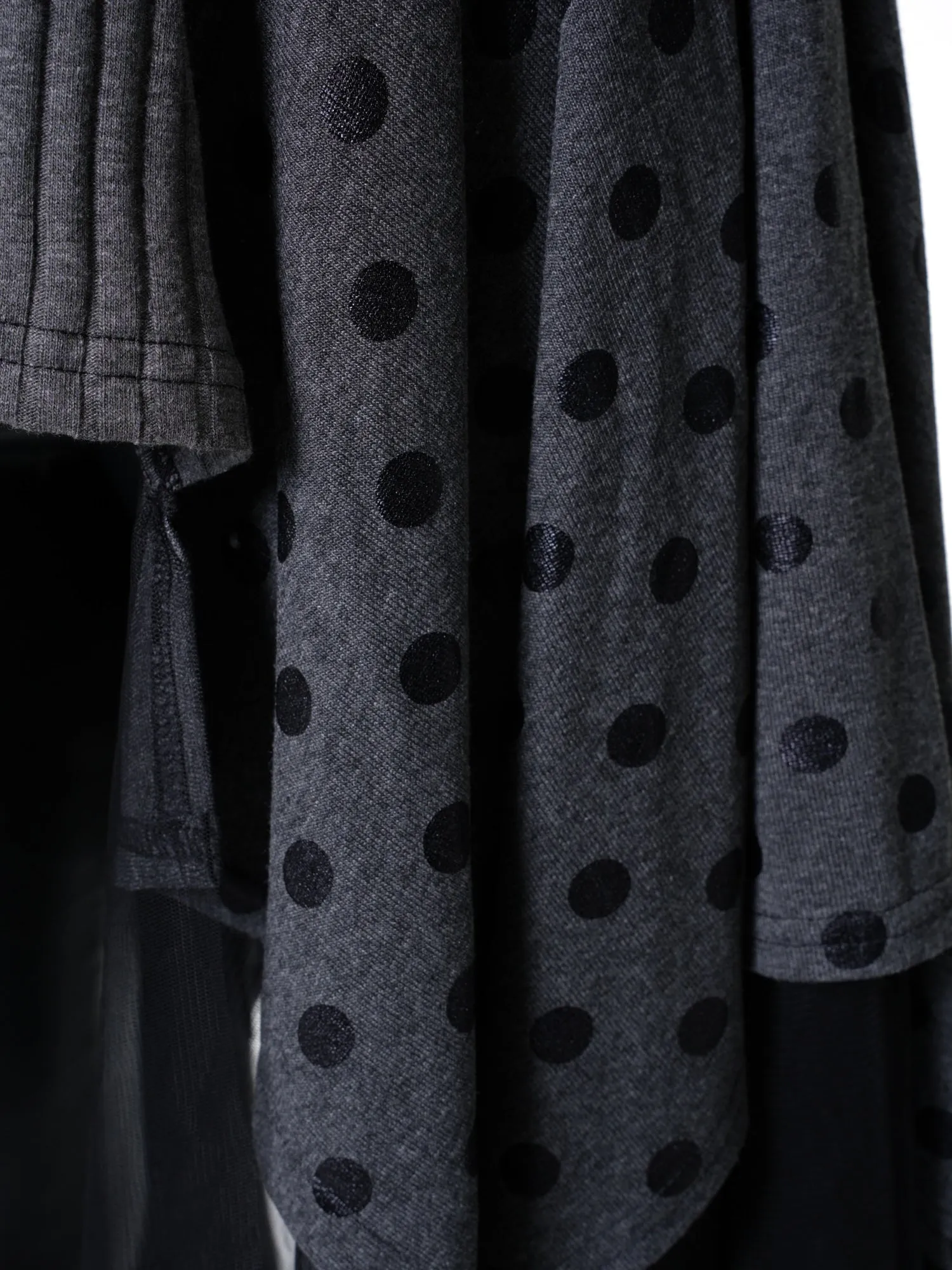 Asymmetric Knit Tunic with Polka Dots and Tulle Layer