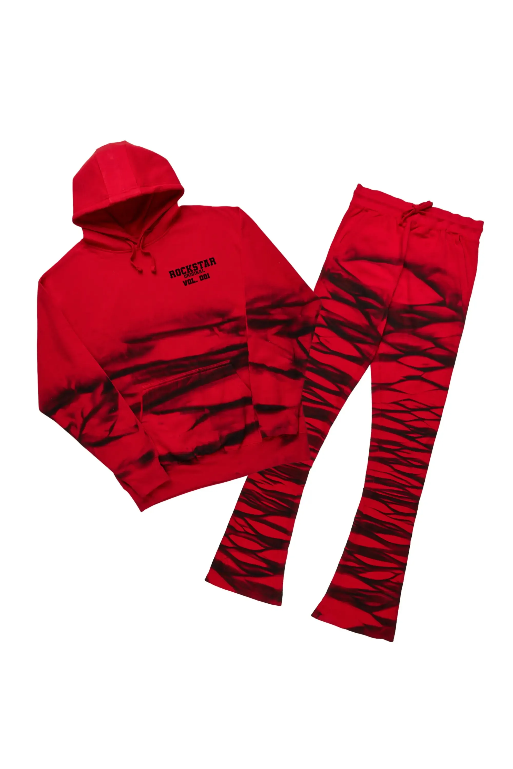 Ayden Red Graphic Hoodie Super Stacked Flare Pant Set