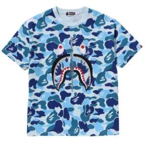 BAPE ABC CAMO CRYSTAL STONE SHARK ZIP T-SHIRT BLUE (W)