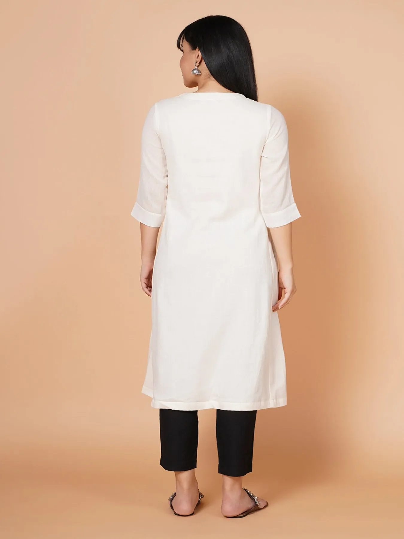 Barara Ivory Solid A-line Kurta 