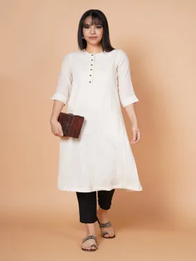 Barara Ivory Solid A-line Kurta 