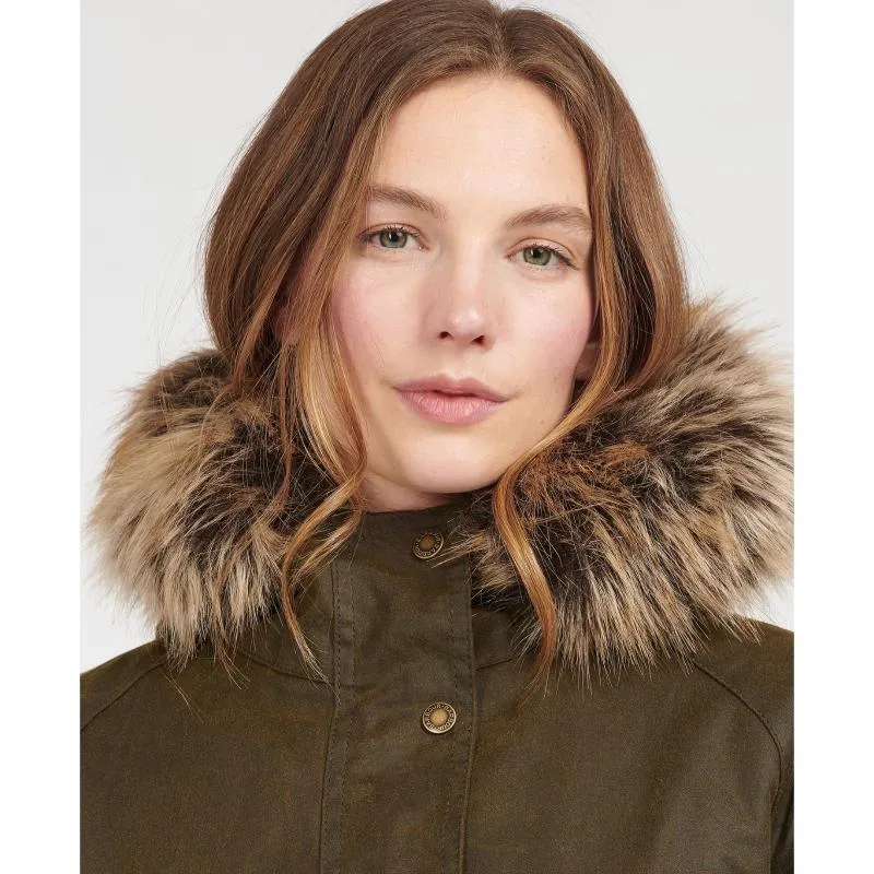 Barbour Hartwith Ladies Wax Parka Jacket - Olive/Classic