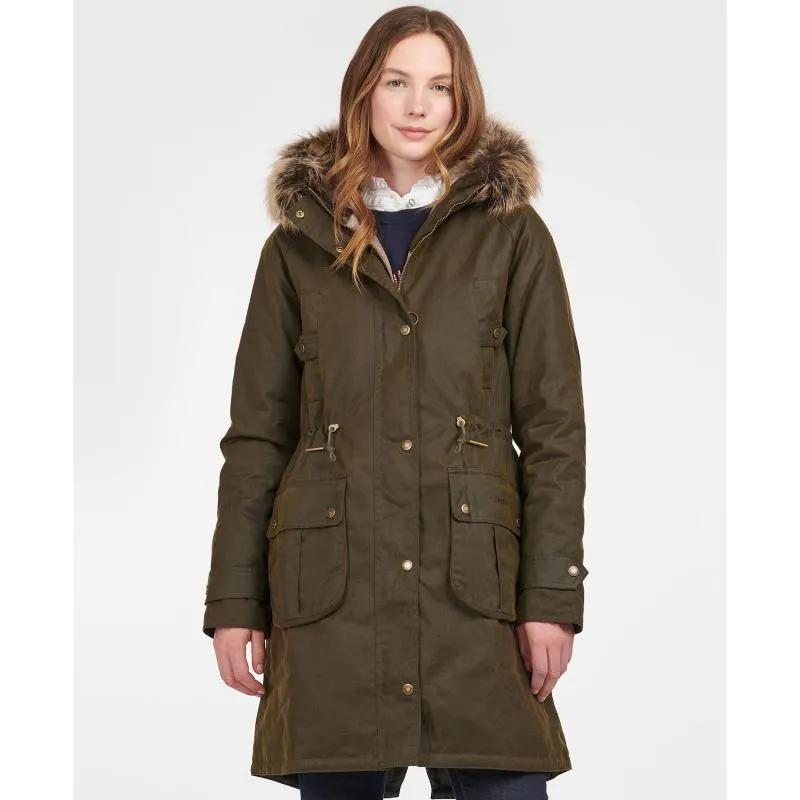 Barbour Hartwith Ladies Wax Parka Jacket - Olive/Classic