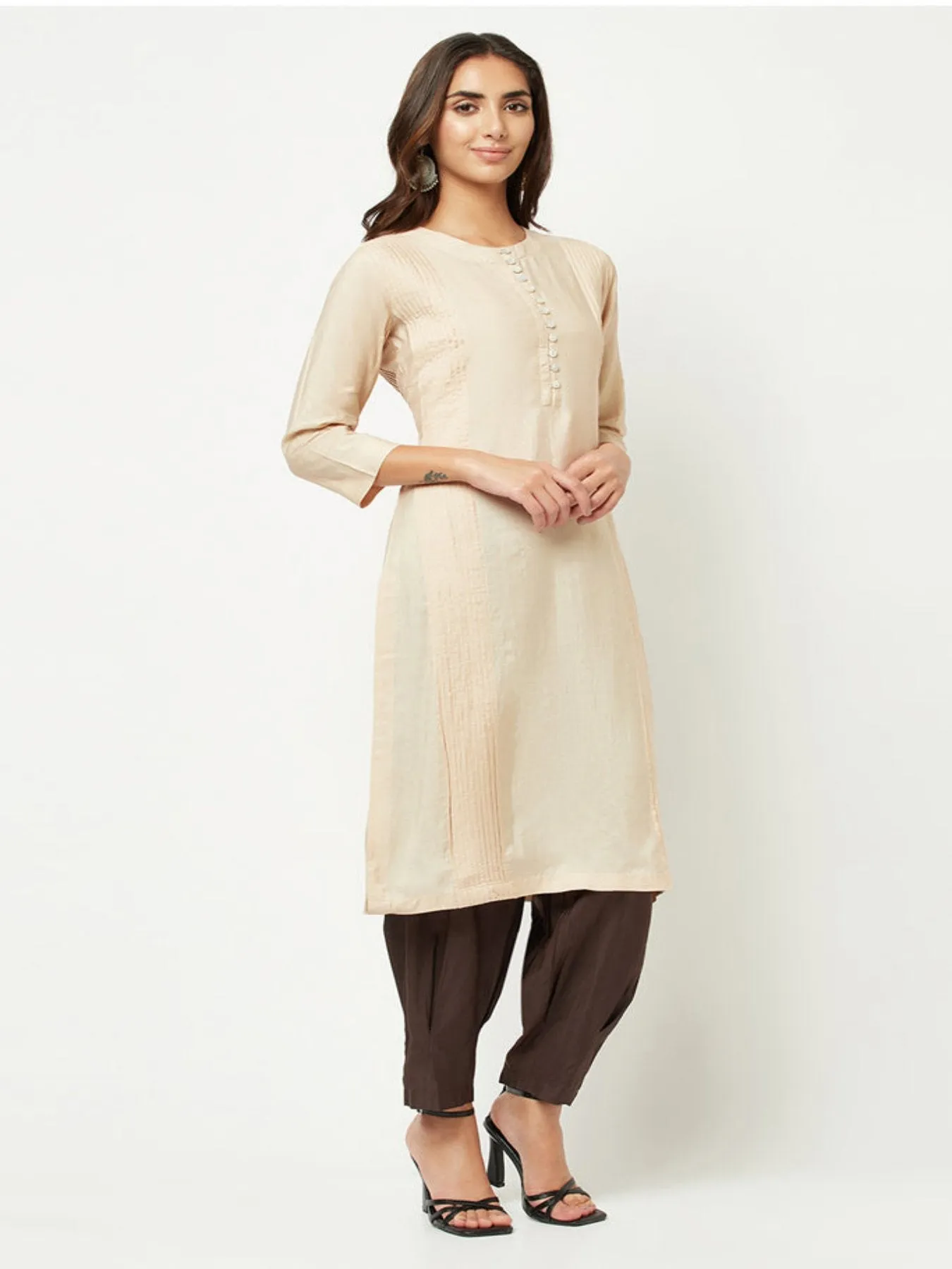 Beige Straight Fit Kurta