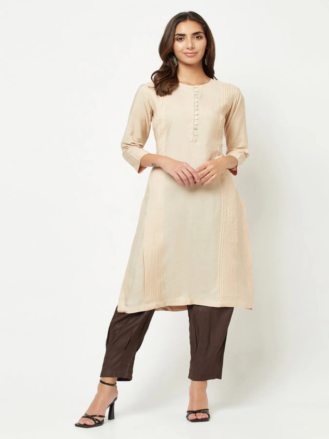 Beige Straight Fit Kurta