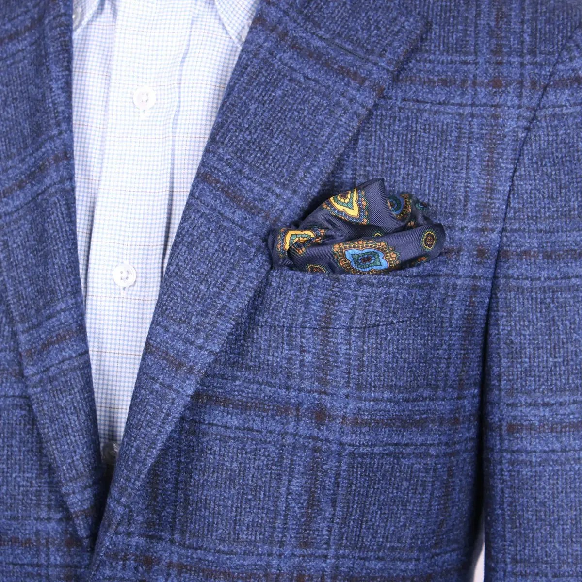 Blue & Brown Check Winter Wool Jacket