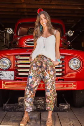 Boho Linen Cropped Artist Pants Ankle Length Love Language - Not Included in Black Friday Sale