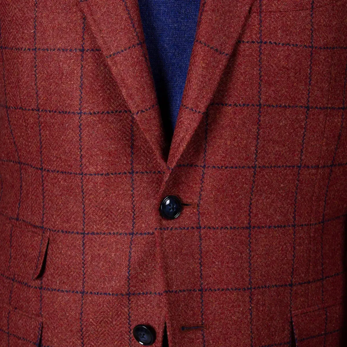 Brick Red Overcheck Wool & Cashmere Jacket