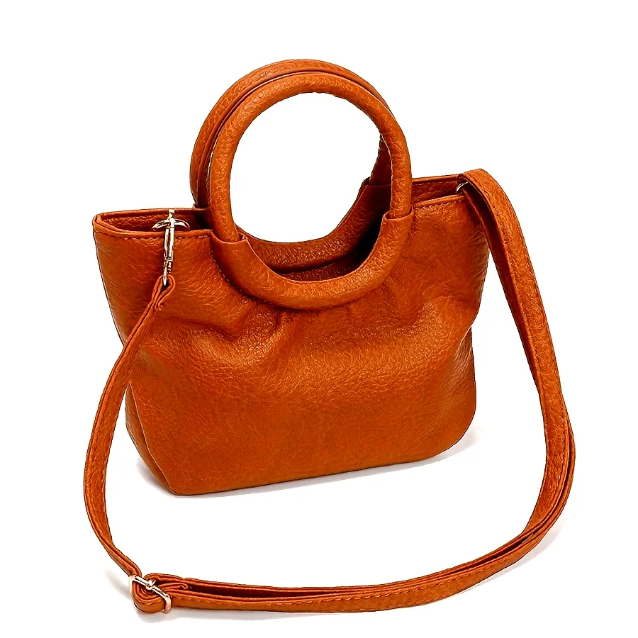 Chic Vintage-Inspired Women's Handbag with Detachable Strap - Soft Faux Leather, Zip Closure, Perfect for Everyday & Commute