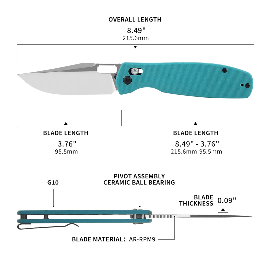 CJRB Prado J1936 AR-RPM9 Steel Blade G10 Handle Crossbar Lock Folding Knives