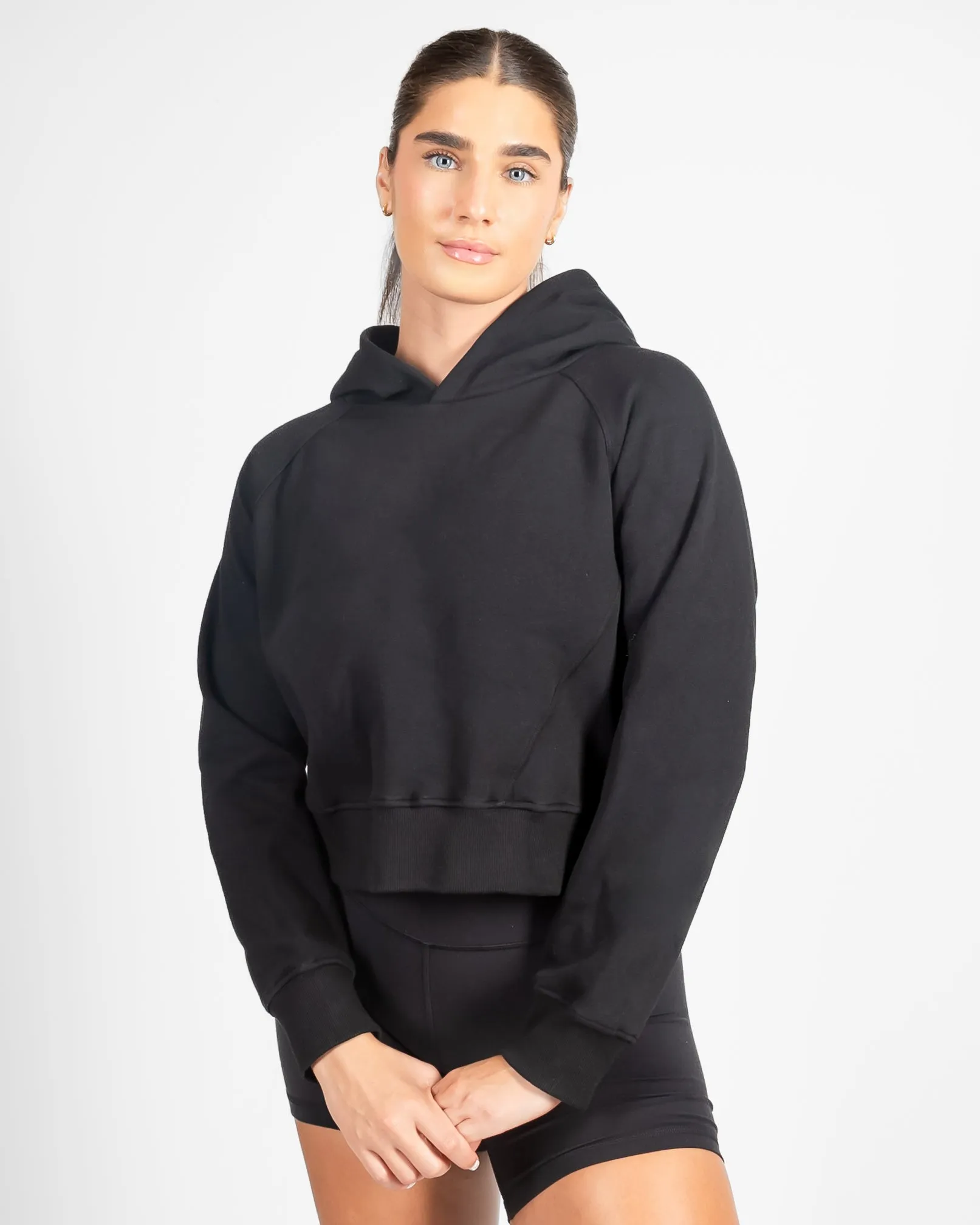 Classic Cropped Hoodie - Black