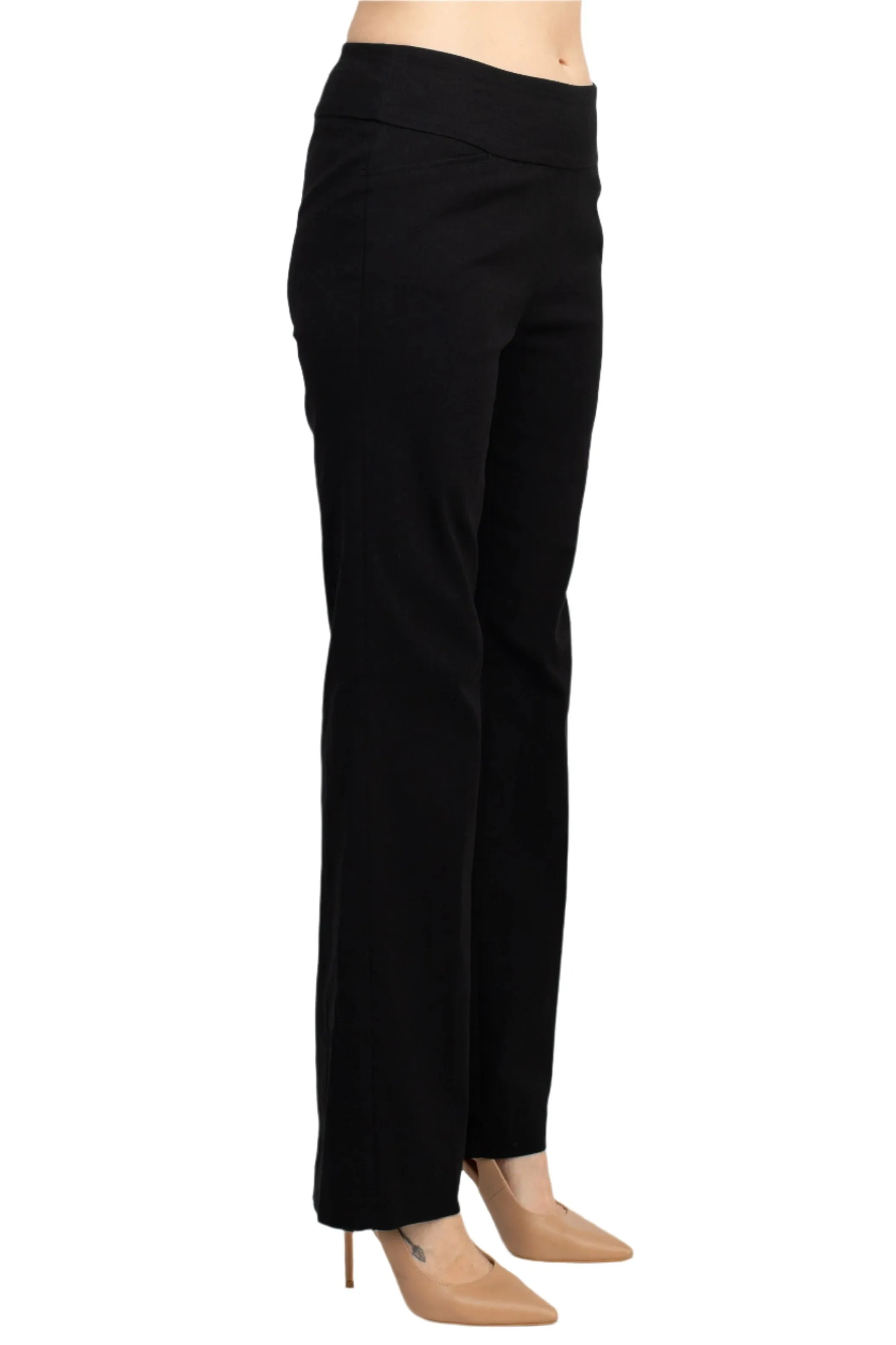 Counterparts Midwaist Banded Waist Solid Straight Millennium Pant