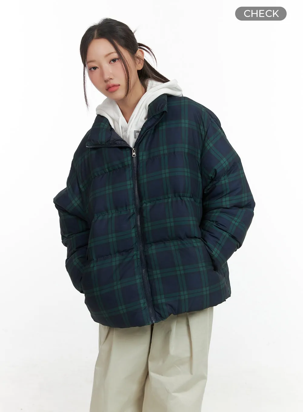 Cozy Checkered Puffer Jacket CO417