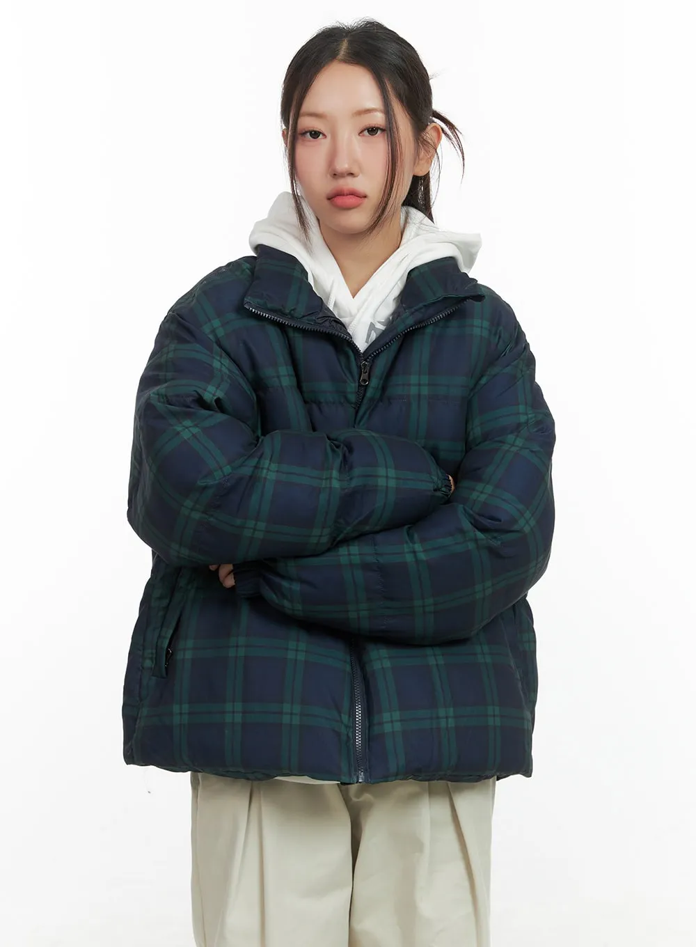 Cozy Checkered Puffer Jacket CO417