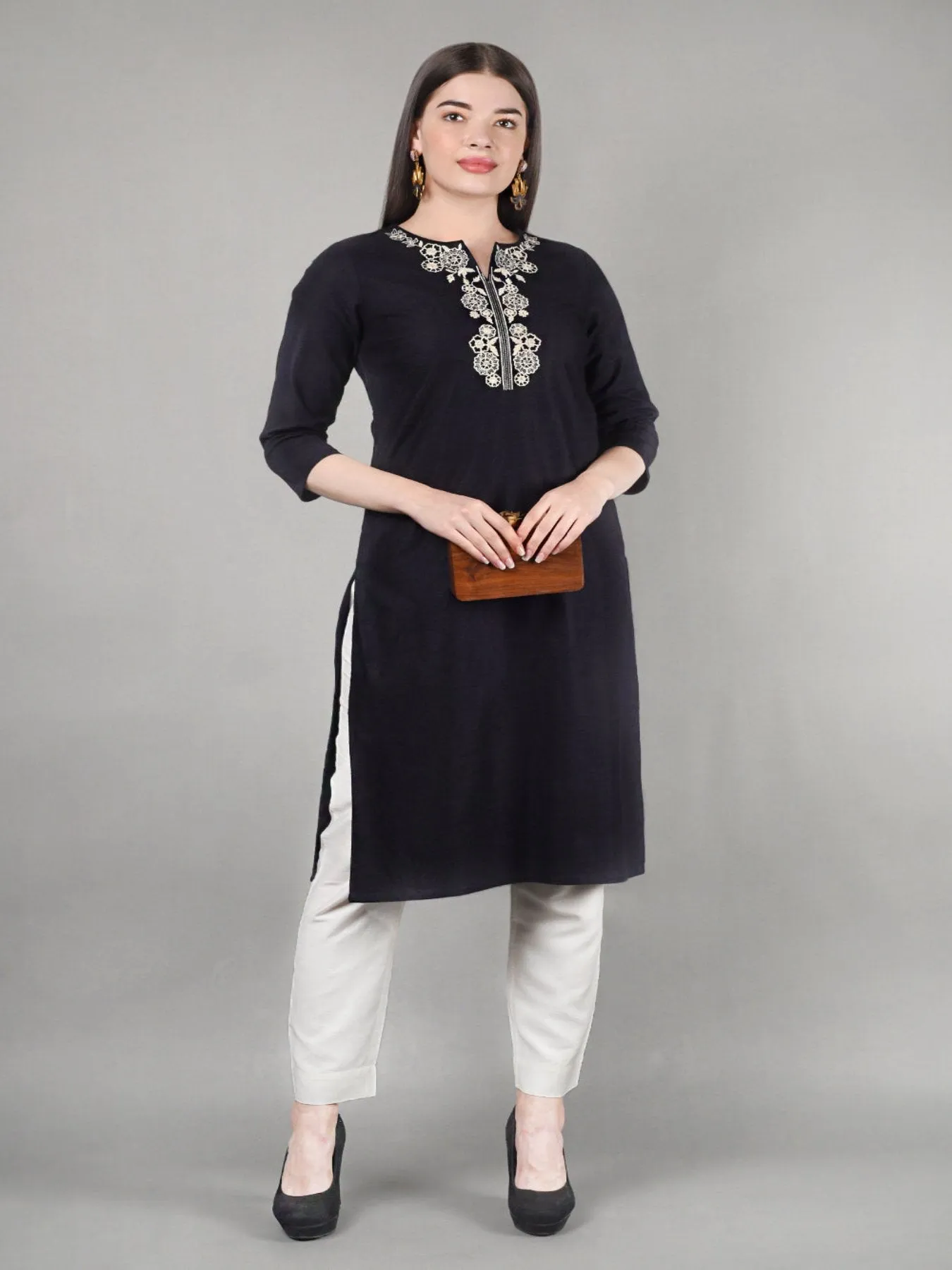 Cut Crew Neck Kurta