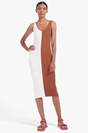 DANA DRESS | TAN WHITE