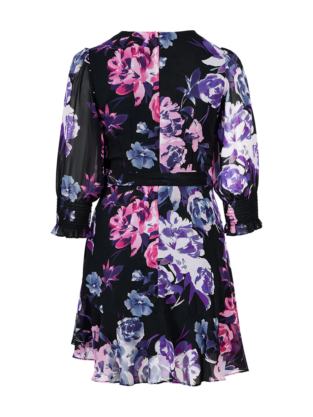 Dark Floral Faux Wrap Dress