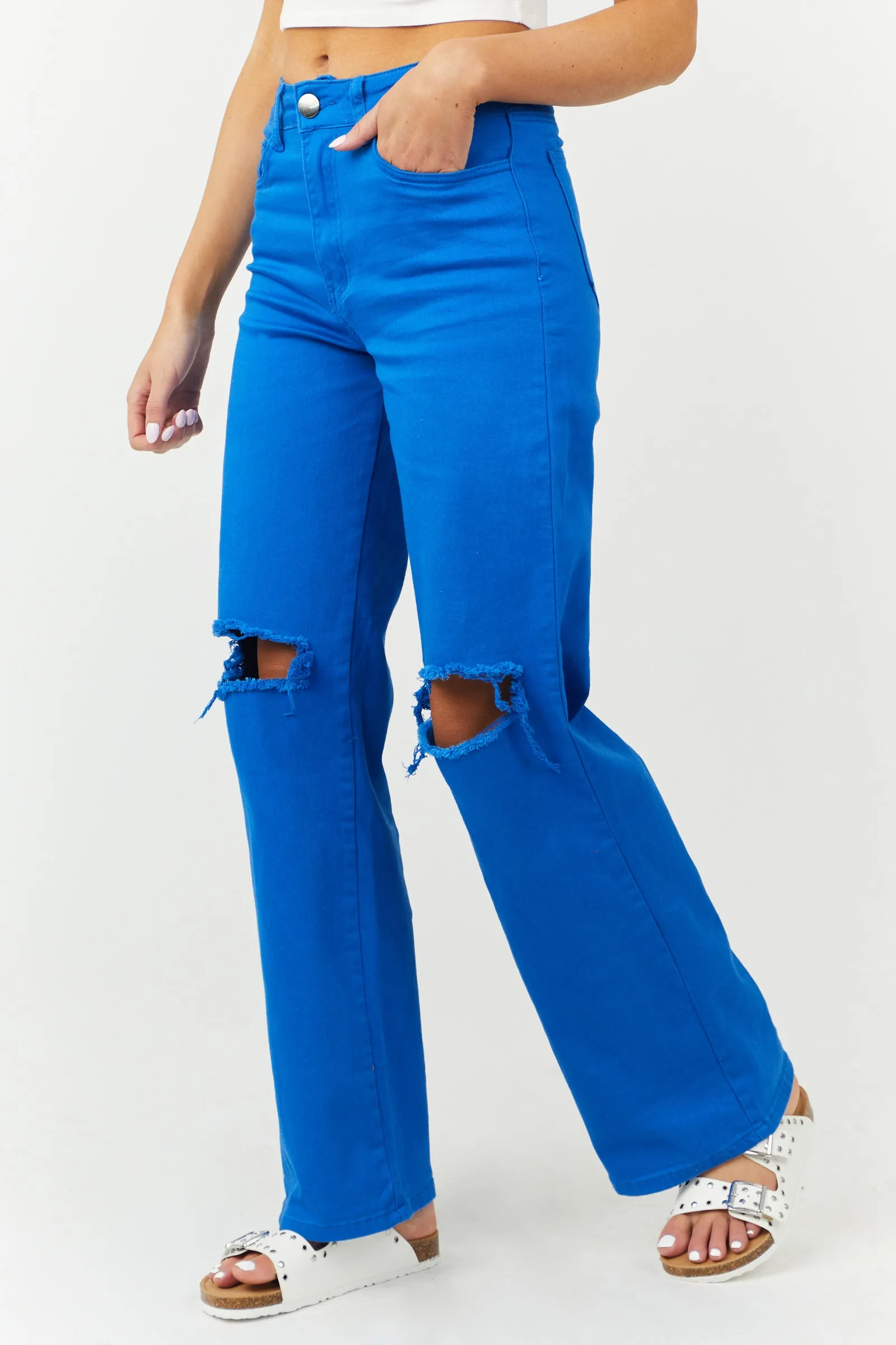 Denim Zone Harper Cobalt Wide Leg Jeans