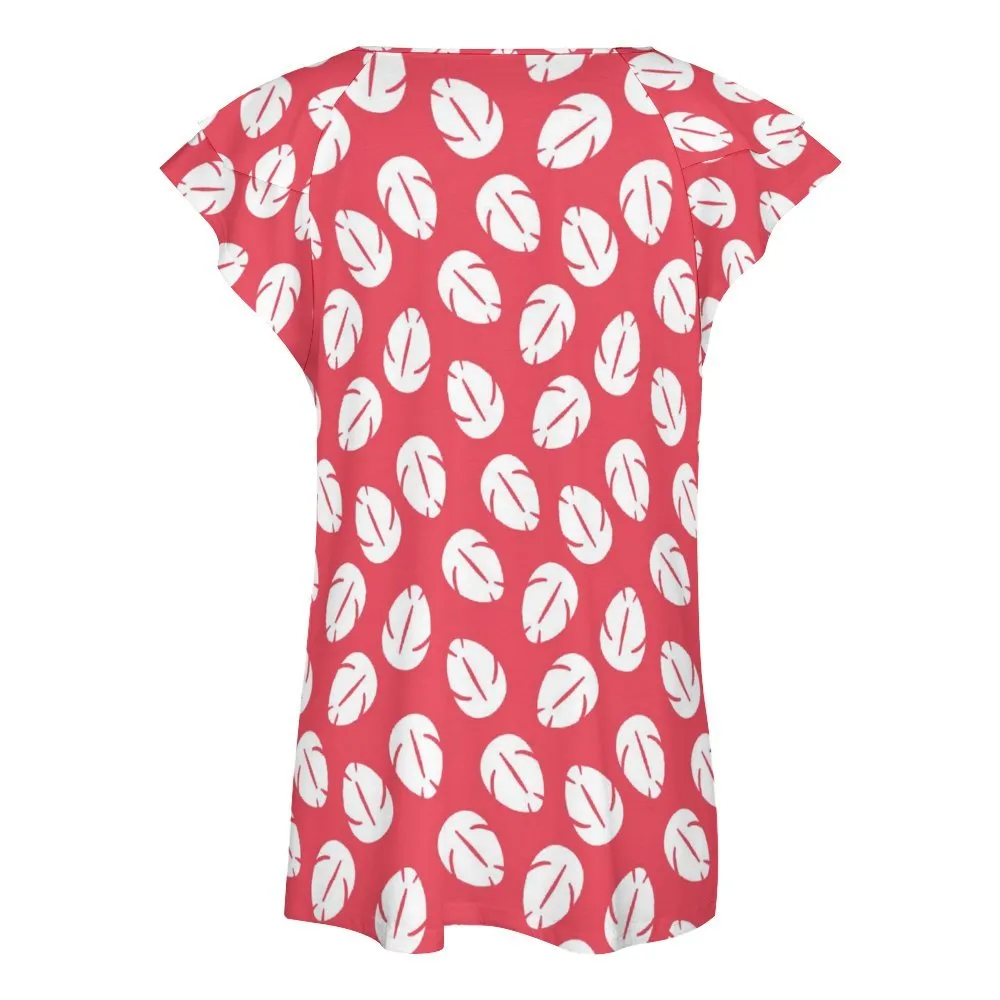 Disney Lilo And Stitch Lilo's Dress Women's Ruffle Sleeve V-Neck T-Shirt