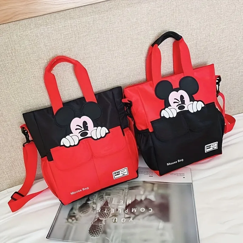 Disney Mickey Mouse Shoulder Bag, Cartoon Large Capacity Backpack, Cute Tote With Crossbody Strap