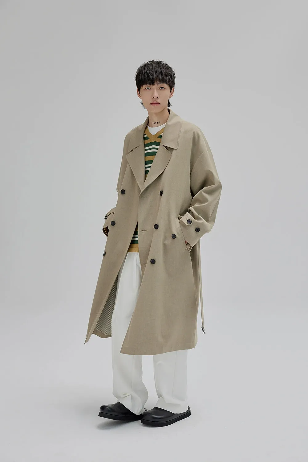 Double-breasted Straight-cut Long Trench Coat