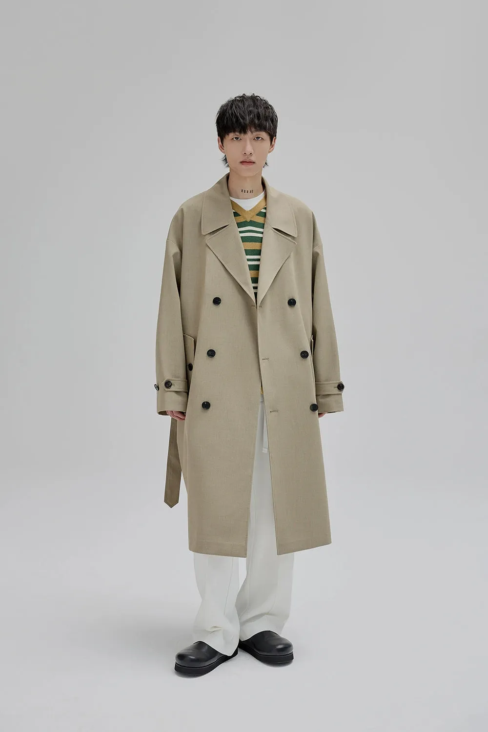 Double-breasted Straight-cut Long Trench Coat