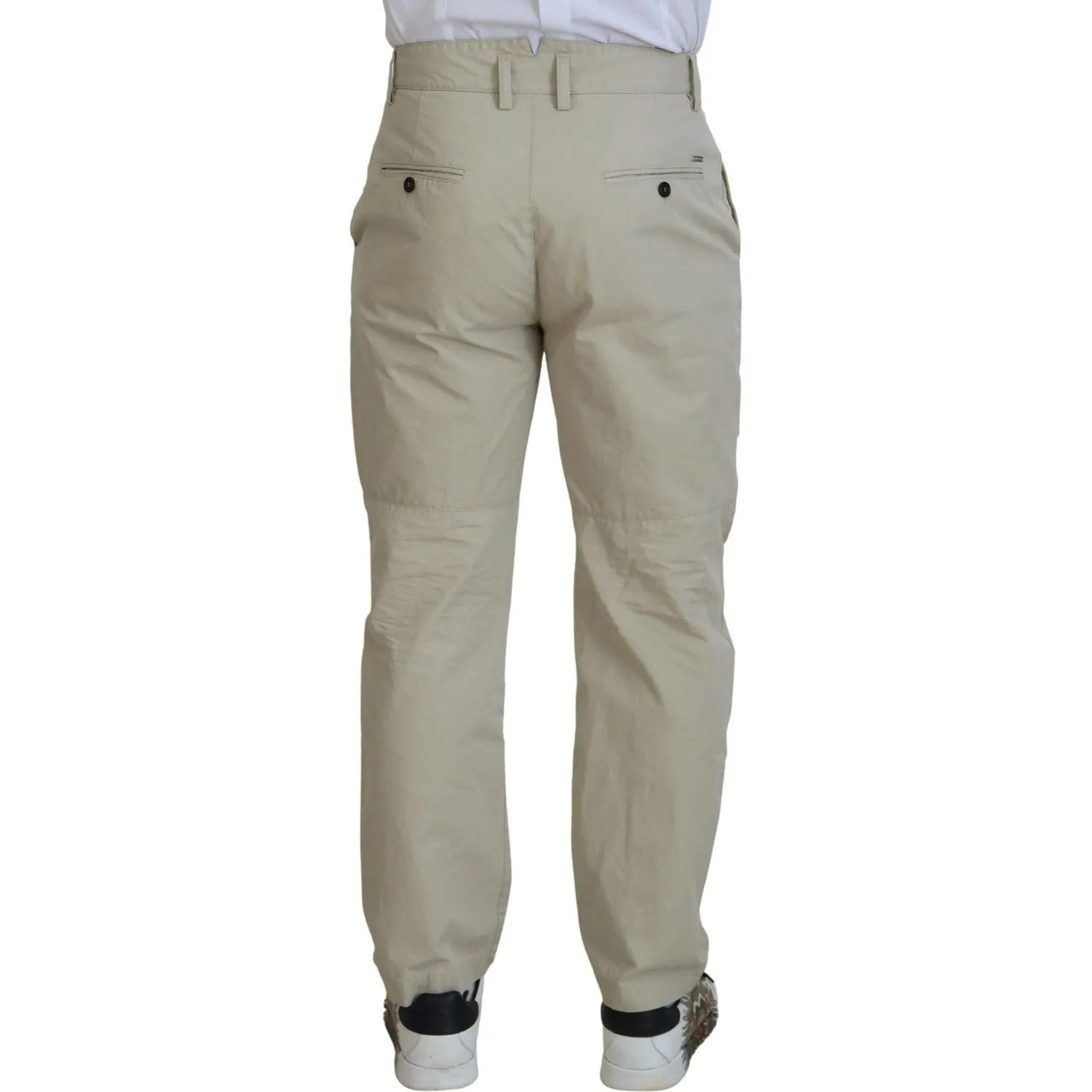 Dsquared² Beige Cotton Straight Fit Men Casual Pants