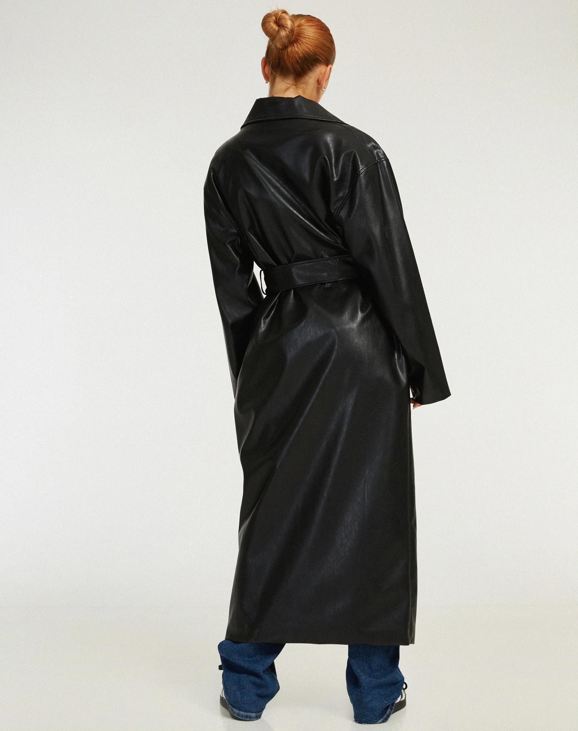 Ejo Trench Coat in PU Black