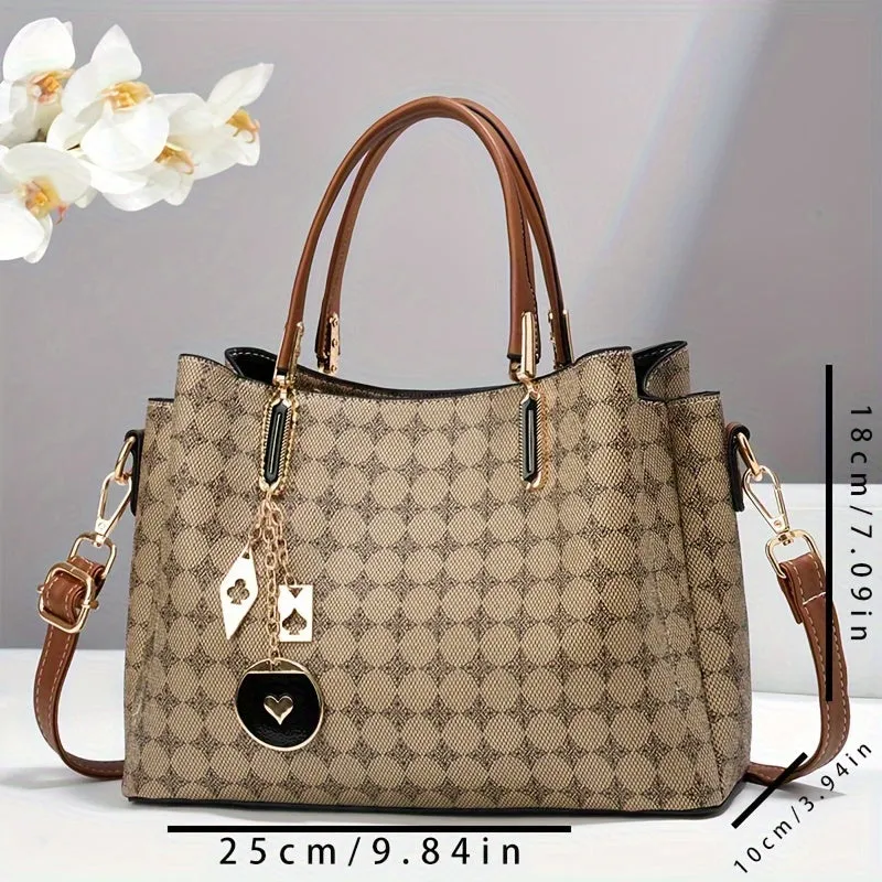 Elegant Women's Tote Bag - Chic Large Capacity Shoulder Handbag with Adjustable Strap, Zip Closure, and Polyester Lining