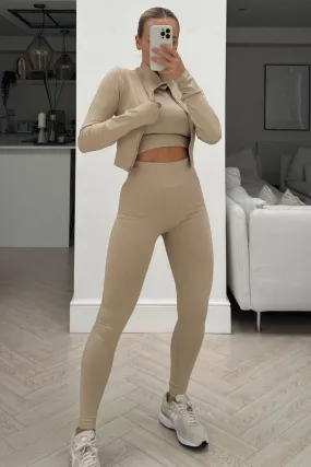 Ellie beige 3 piece activewear set