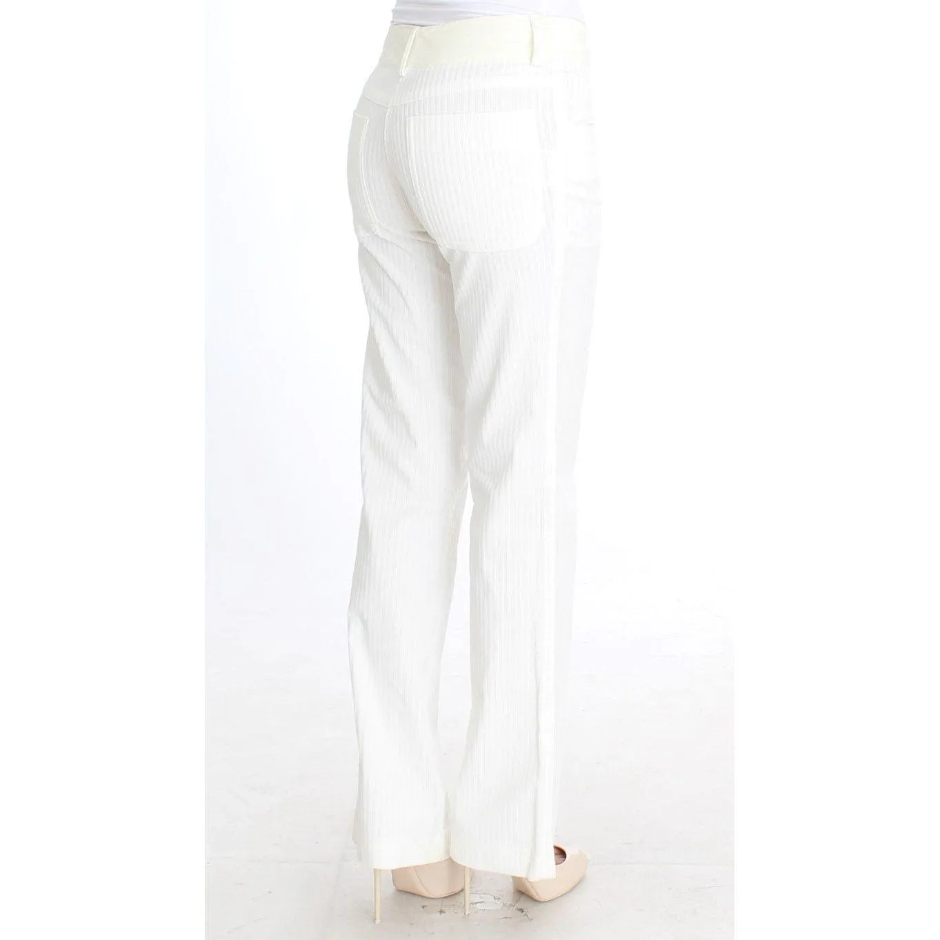 Ermanno Scervino Chic White Striped Straight Fit Pants