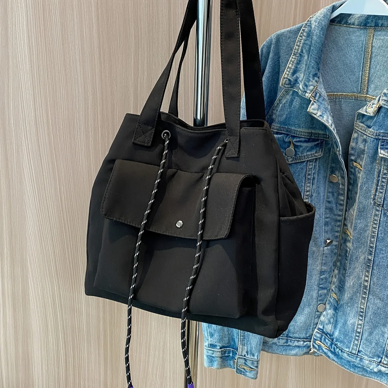 Fashion Large Capacity Tote Bag, Solid Color Shoulder Bag, Women's Casual Handbag & Purse For Commute