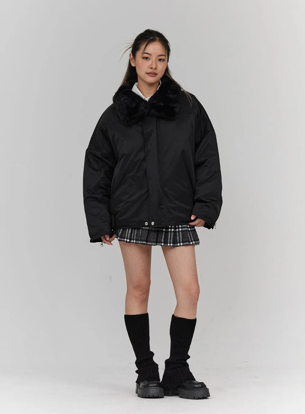 Faux Collar Puffer Jacket Unisex CN23