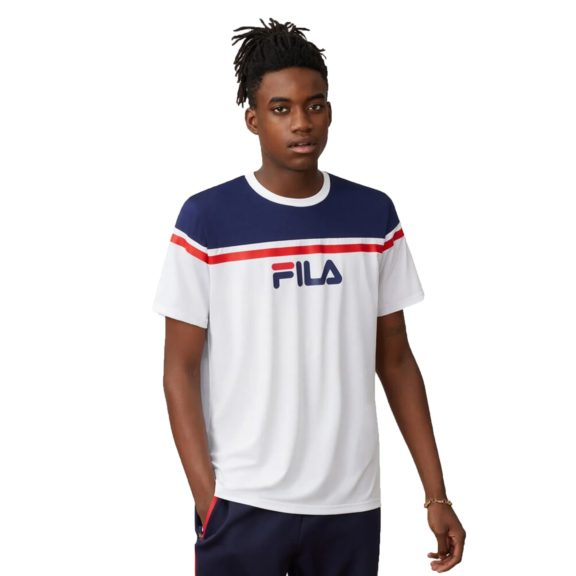 Fila Zelic Crew Men's T-Shirt Peacoat-White-Red