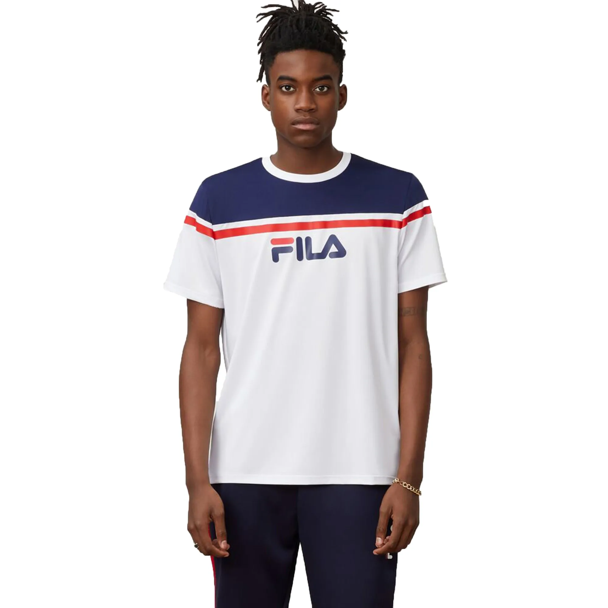 Fila Zelic Crew Men's T-Shirt Peacoat-White-Red