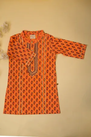 Floral Festive Kurta - Peach