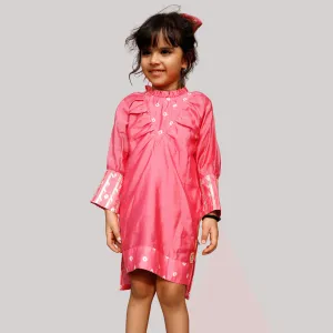 Girls Ethnic Gota Work Dress/Kurta - Pink