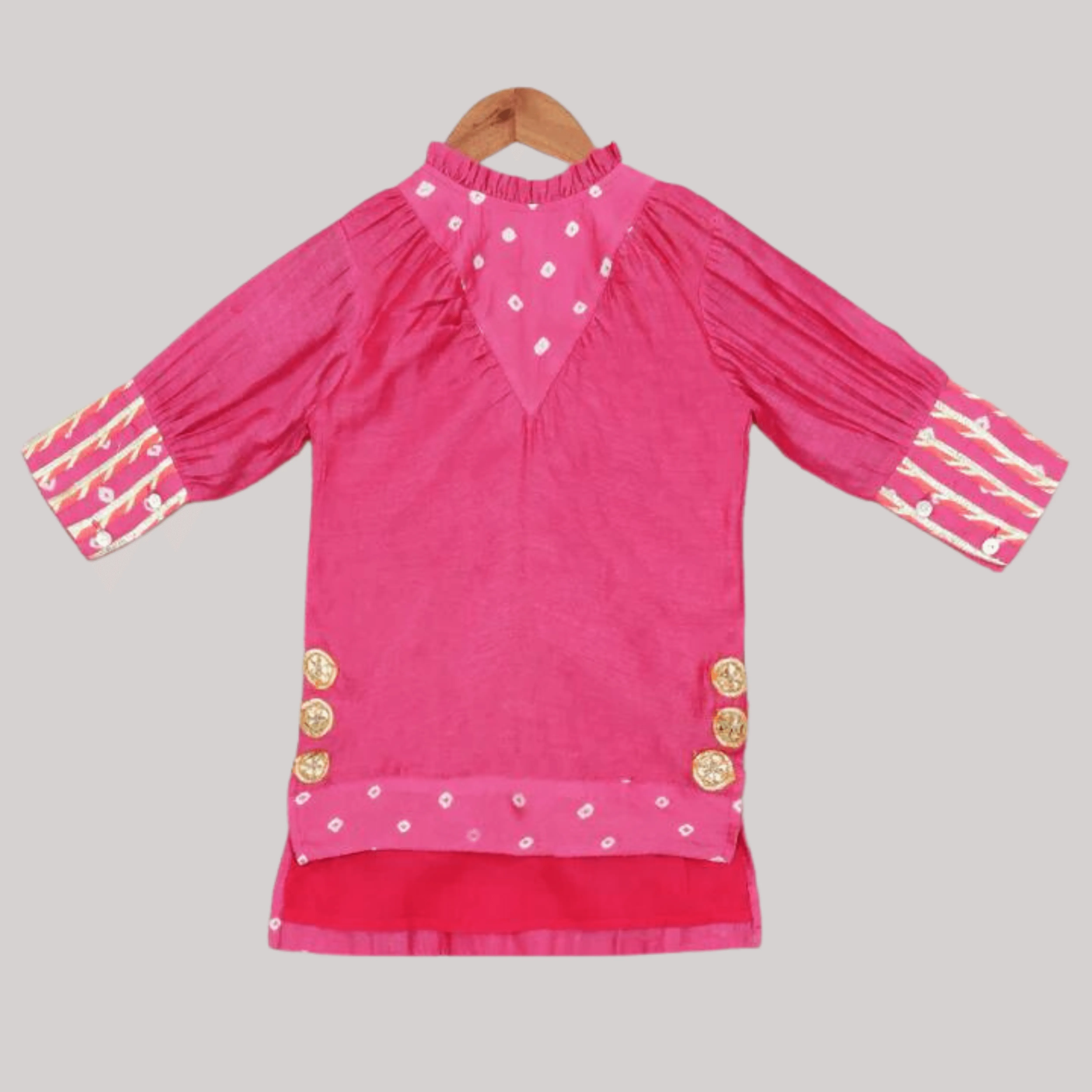 Girls Ethnic Gota Work Dress/Kurta - Pink