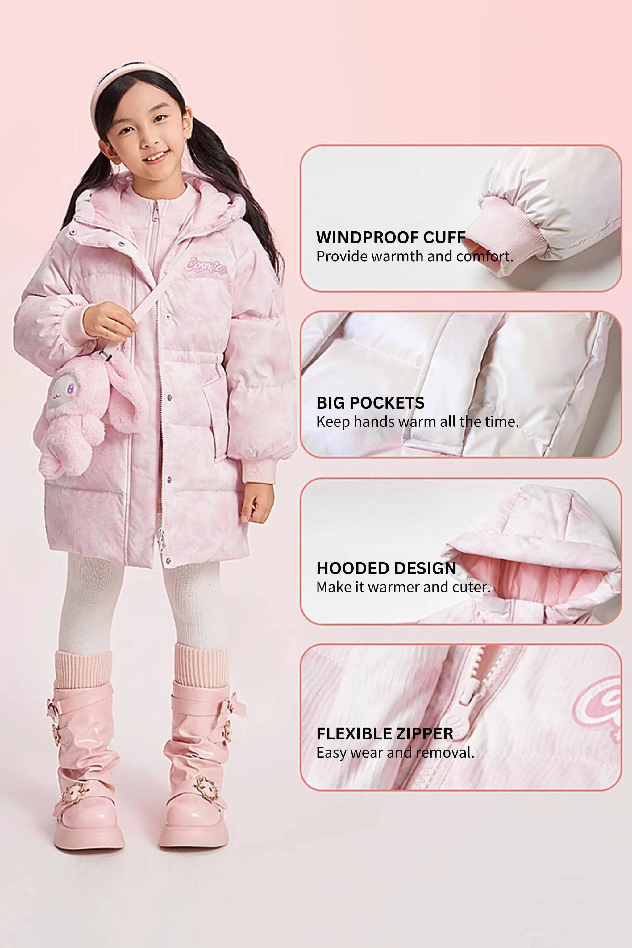 Girl's Floppy Bunny Down Coat