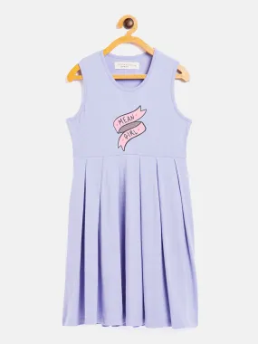 Girls Lavender Mean Girl Print Gather Dress