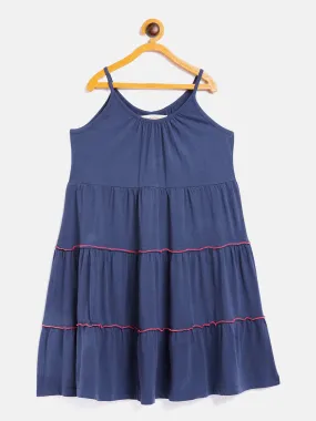 Girls Navy Tiered Dress