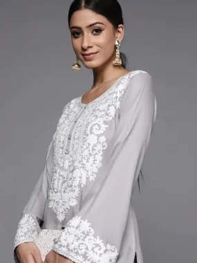 Gray Ethnic Yoke Kurta