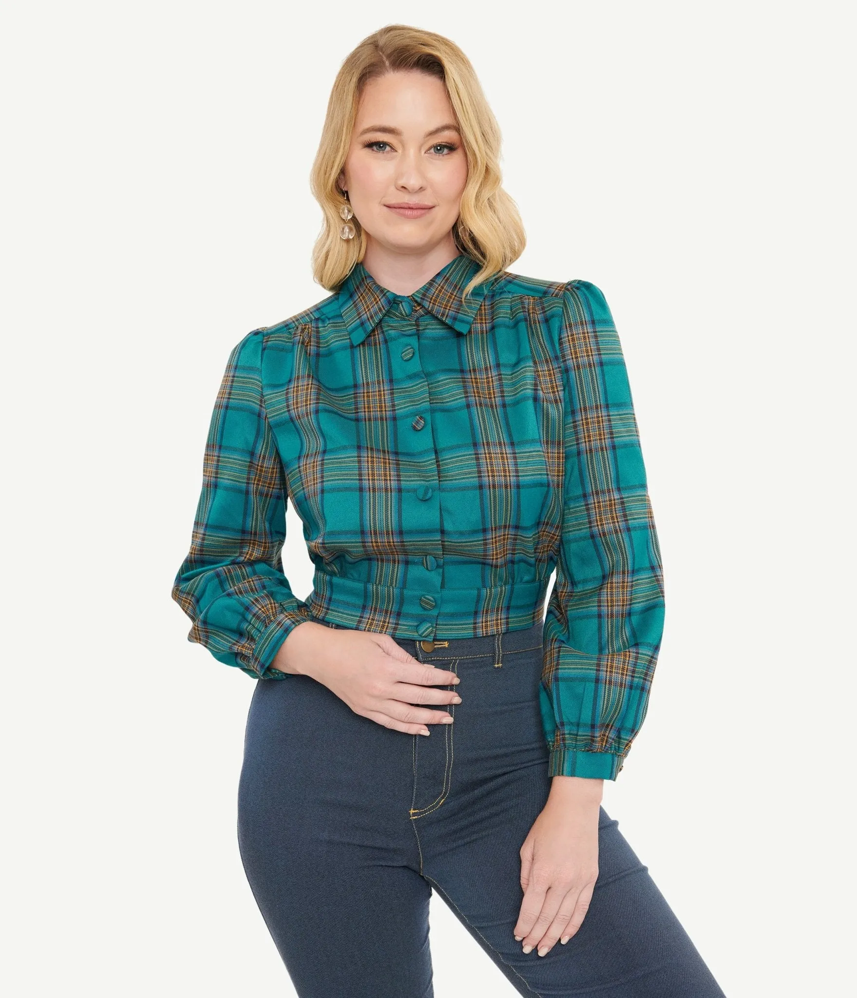 Green Plaid Rosie Bomber Jacket