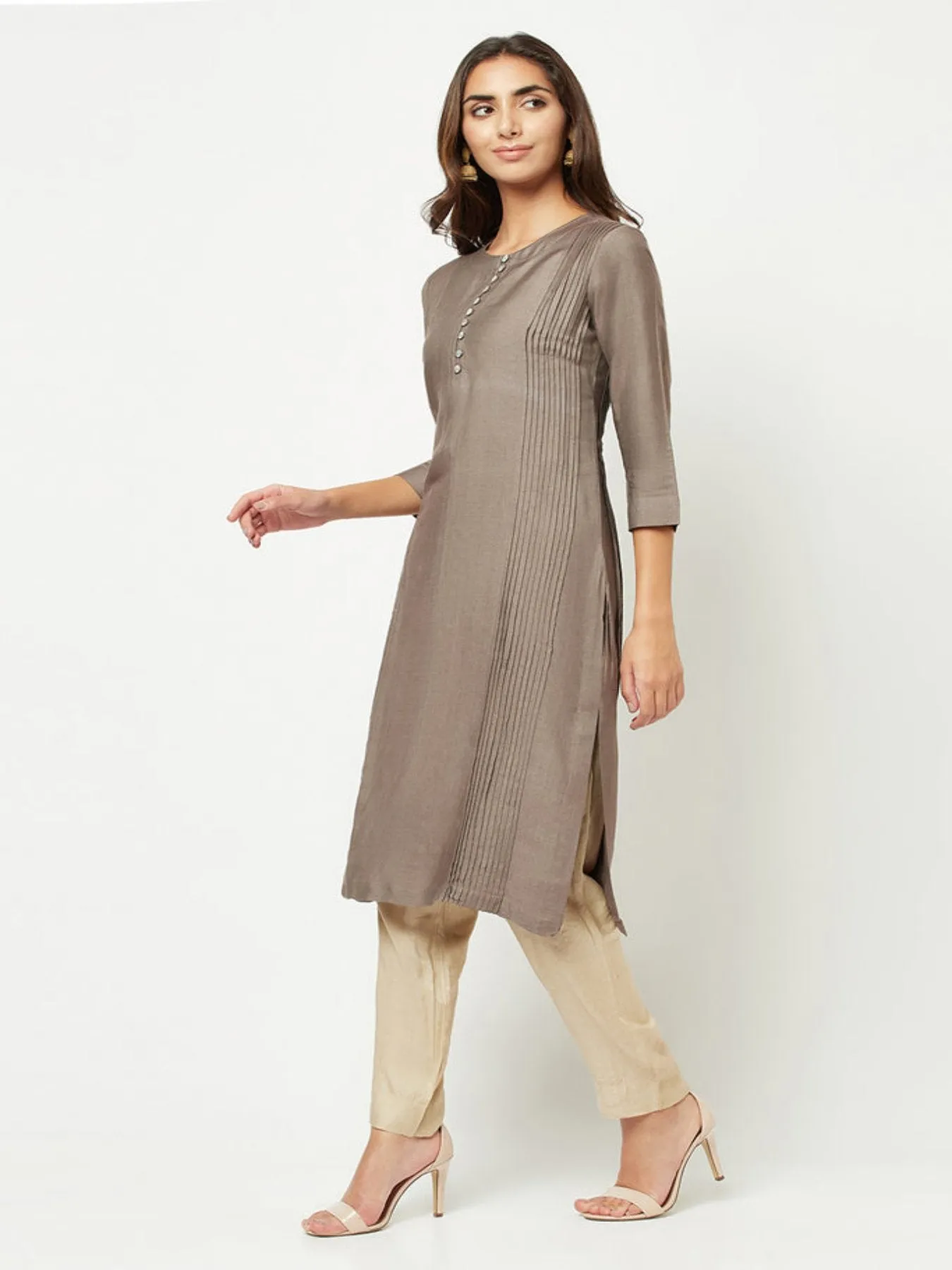 Grey Straight Fit Kurta