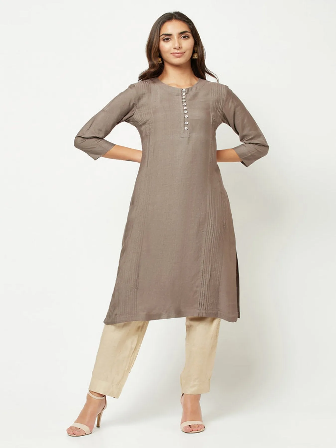 Grey Straight Fit Kurta